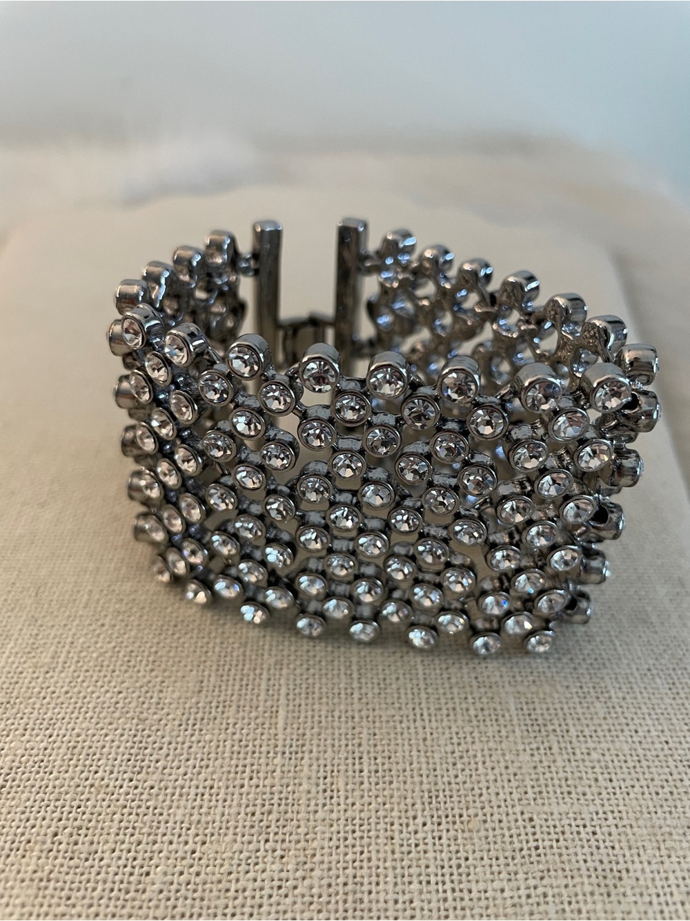 Rhinestone Crystal Bracelet Silver Tone high quality one size